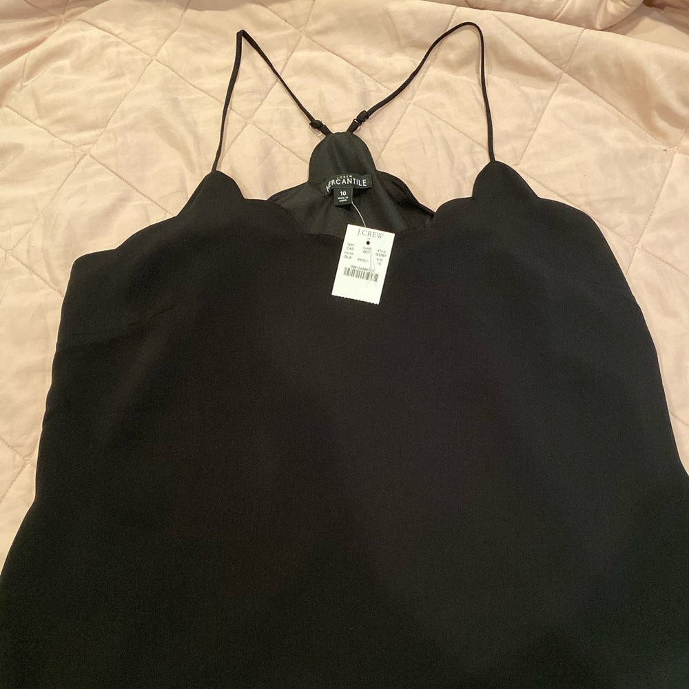 Jcrew mercantile black scalloped blouse